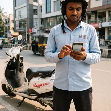 Rider receiving delivery support through a mobile app