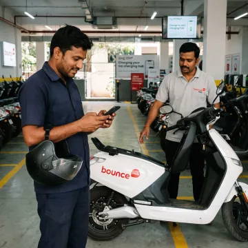 Rider completing electric scooter onboarding