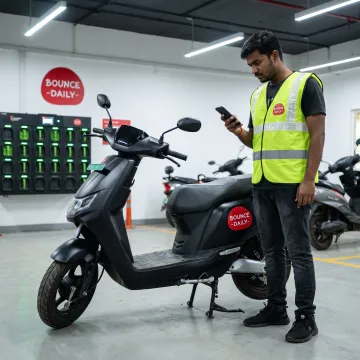 Delivery partner collecting an electric scooter from a hub