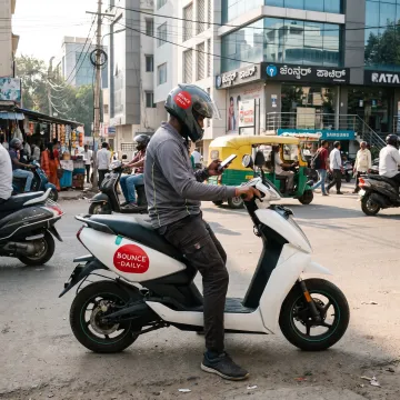 Delivery rider using an electric scooter
