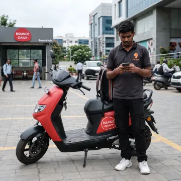 Delivery partner checking orders on a phone