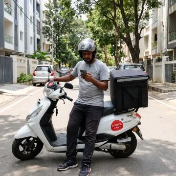 Rider reviewing delivery opportunities on a phone
