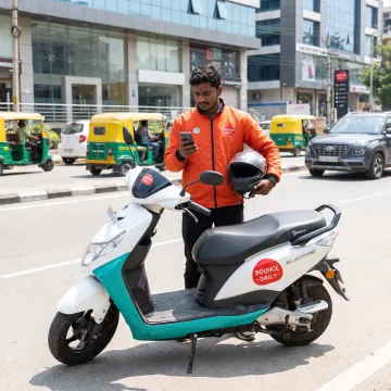 Food delivery rider with an electric scooter