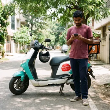 Rider reviewing delivery opportunities on phone