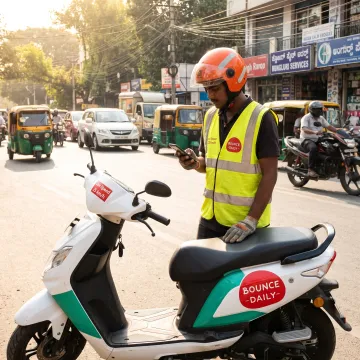 Delivery partner with electric scooter in Bengaluru