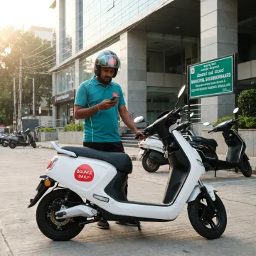 Delivery partner using an electric scooter