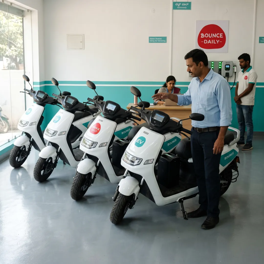 Franchise partner reviewing EV scooter fleet