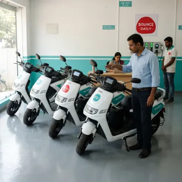 Franchise partner reviewing EV scooter fleet