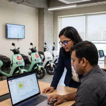 Bounce partner discussing EV rental hub operations