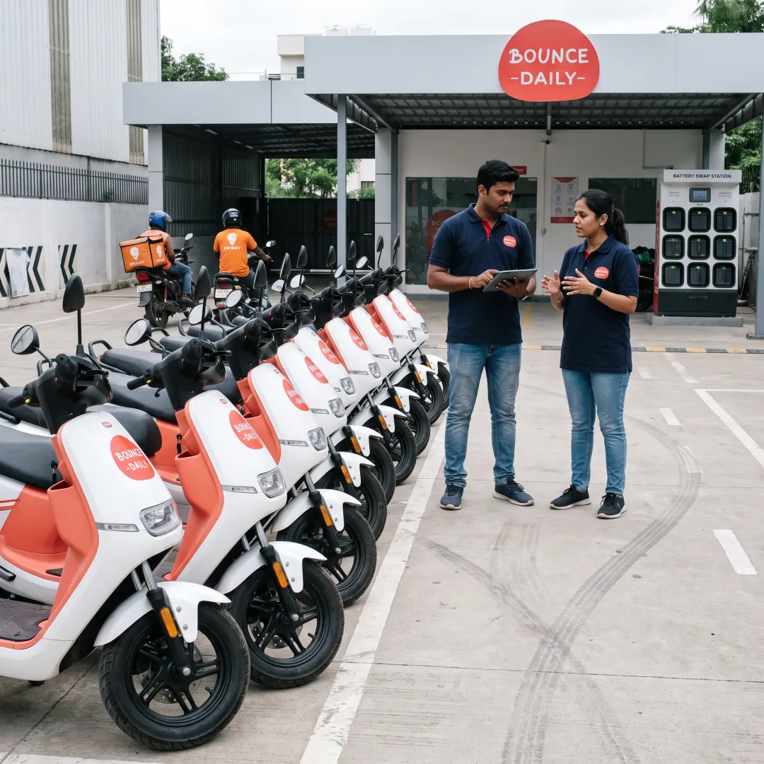 Bounce Daily EV fleet at Bangalore hub