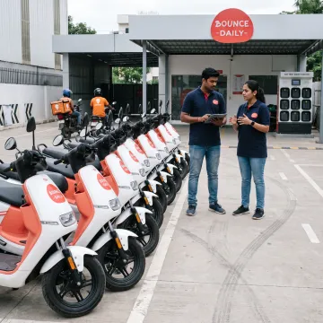 Bounce Daily EV fleet at Bangalore hub