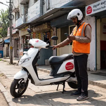 Rider checking delivery opportunities on a phone
