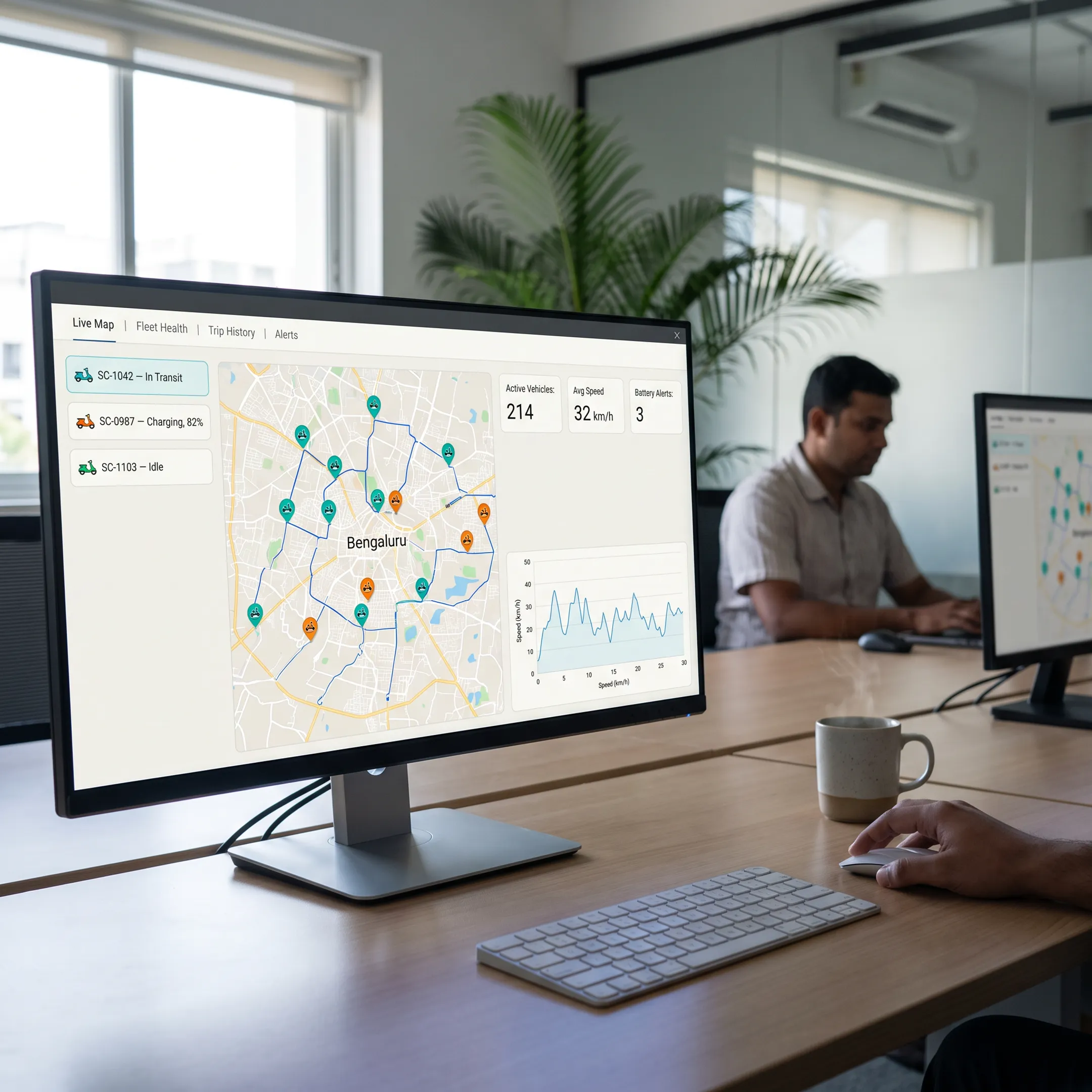 Fleet tracking software interface with real-time GPS telematics
