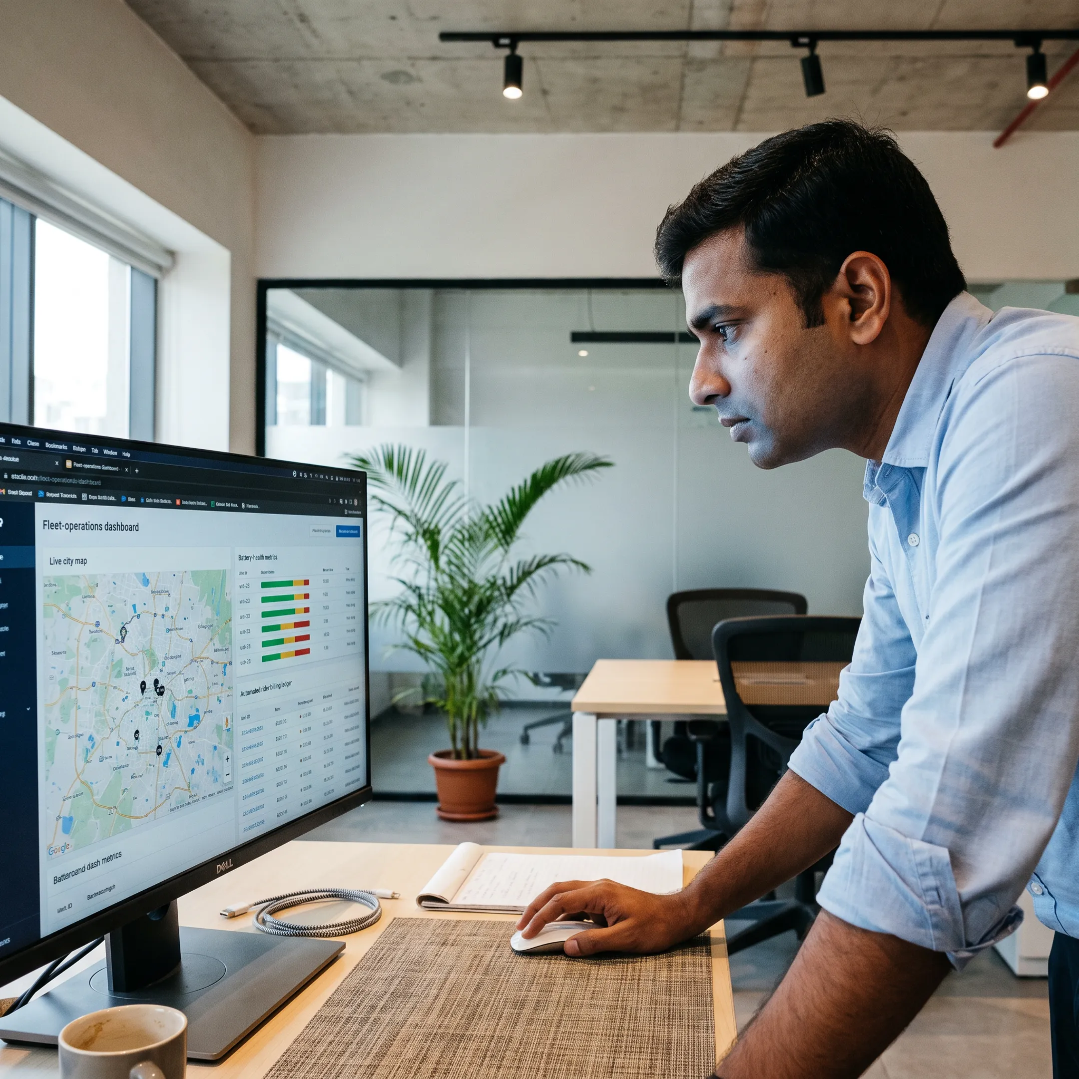 Electric vehicle fleet management software dashboard displaying live telemetry