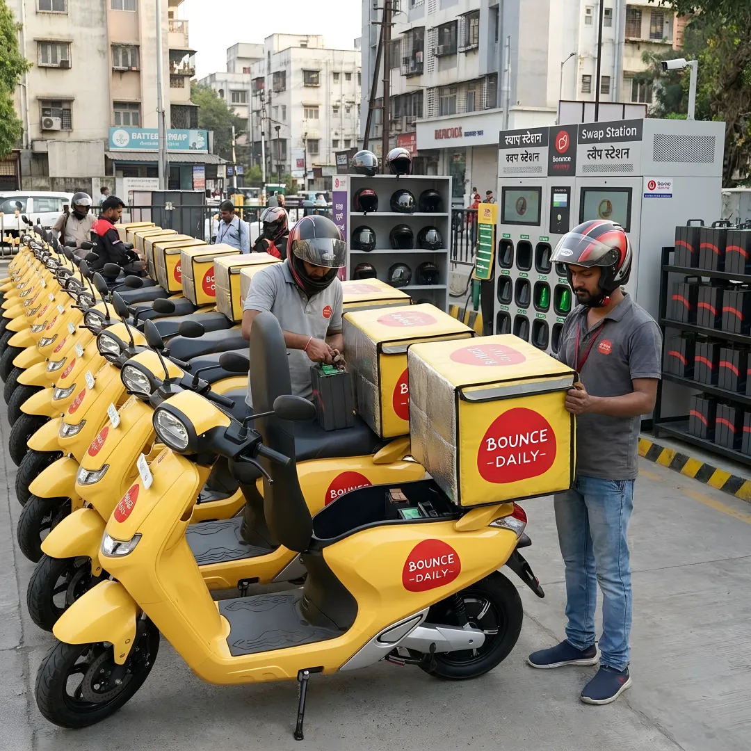Managed EV scooter fleet for delivery riders