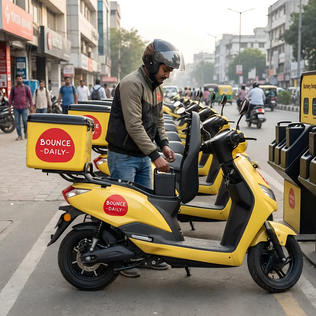 Delivery rider using a swappable battery electric scooter
