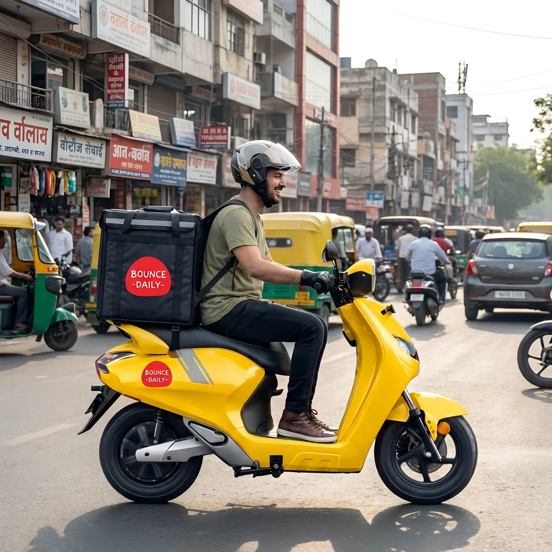 Electric scooter rental for delivery rider