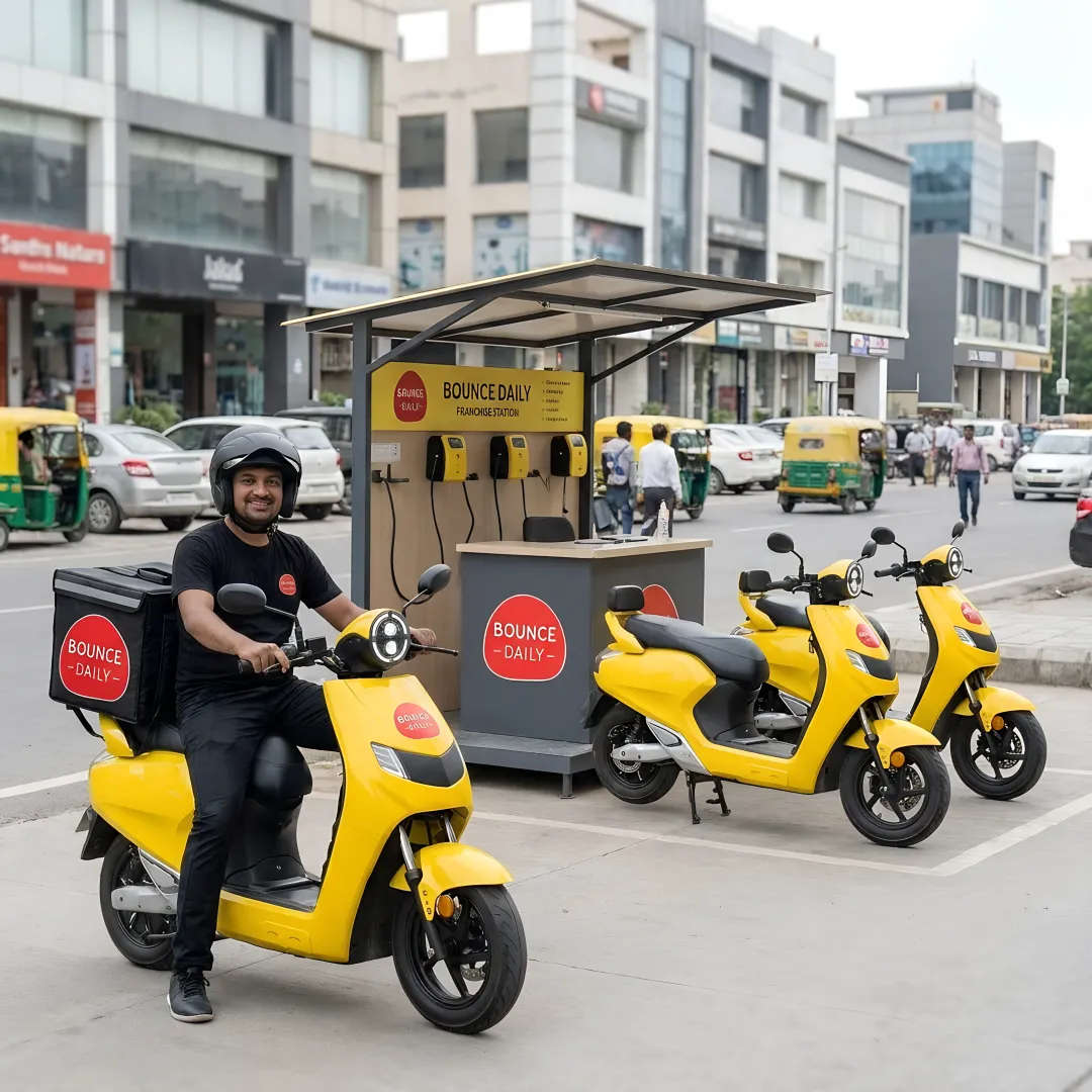 Electric scooter rental franchise station in Noida