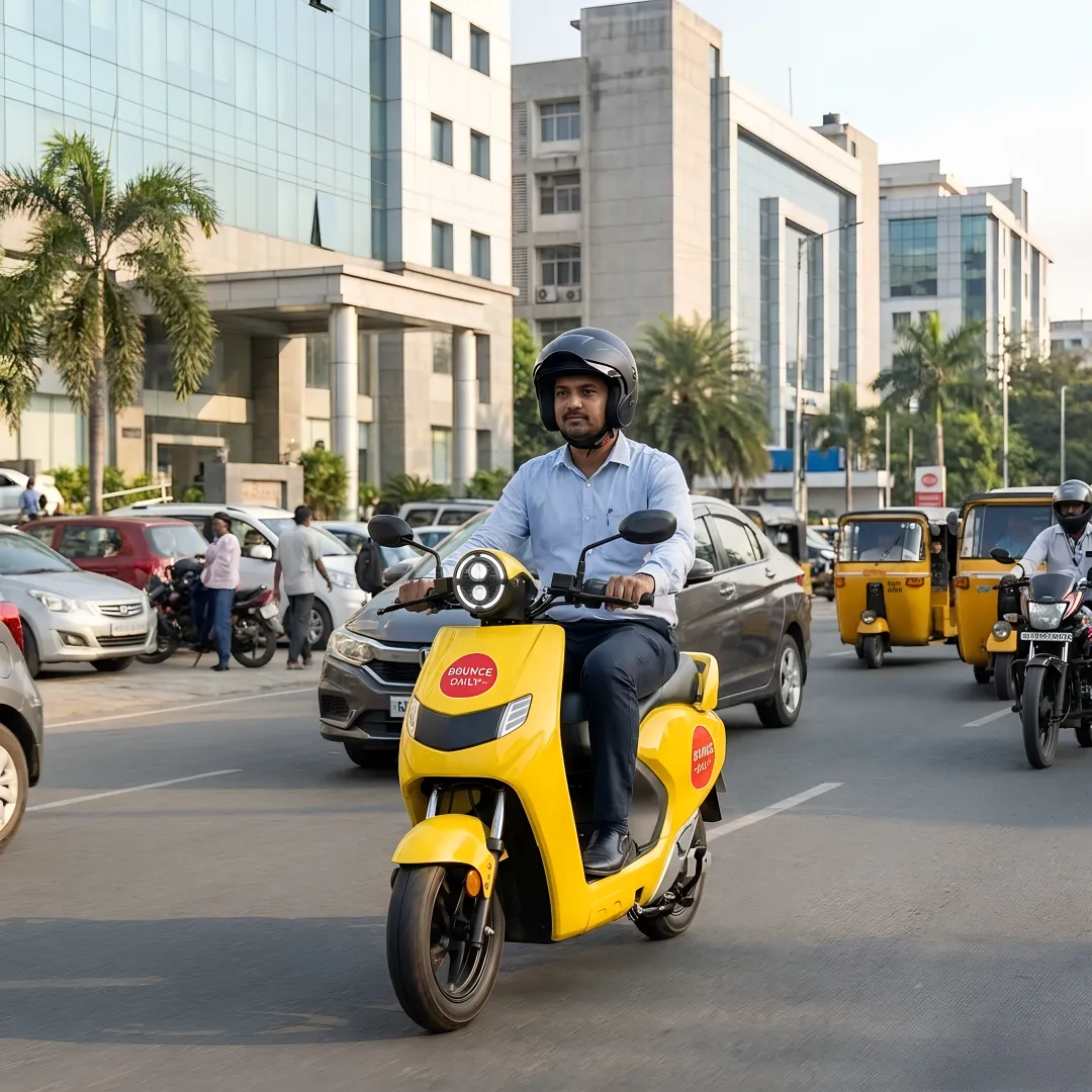 Electric scooter parked for daily commute use