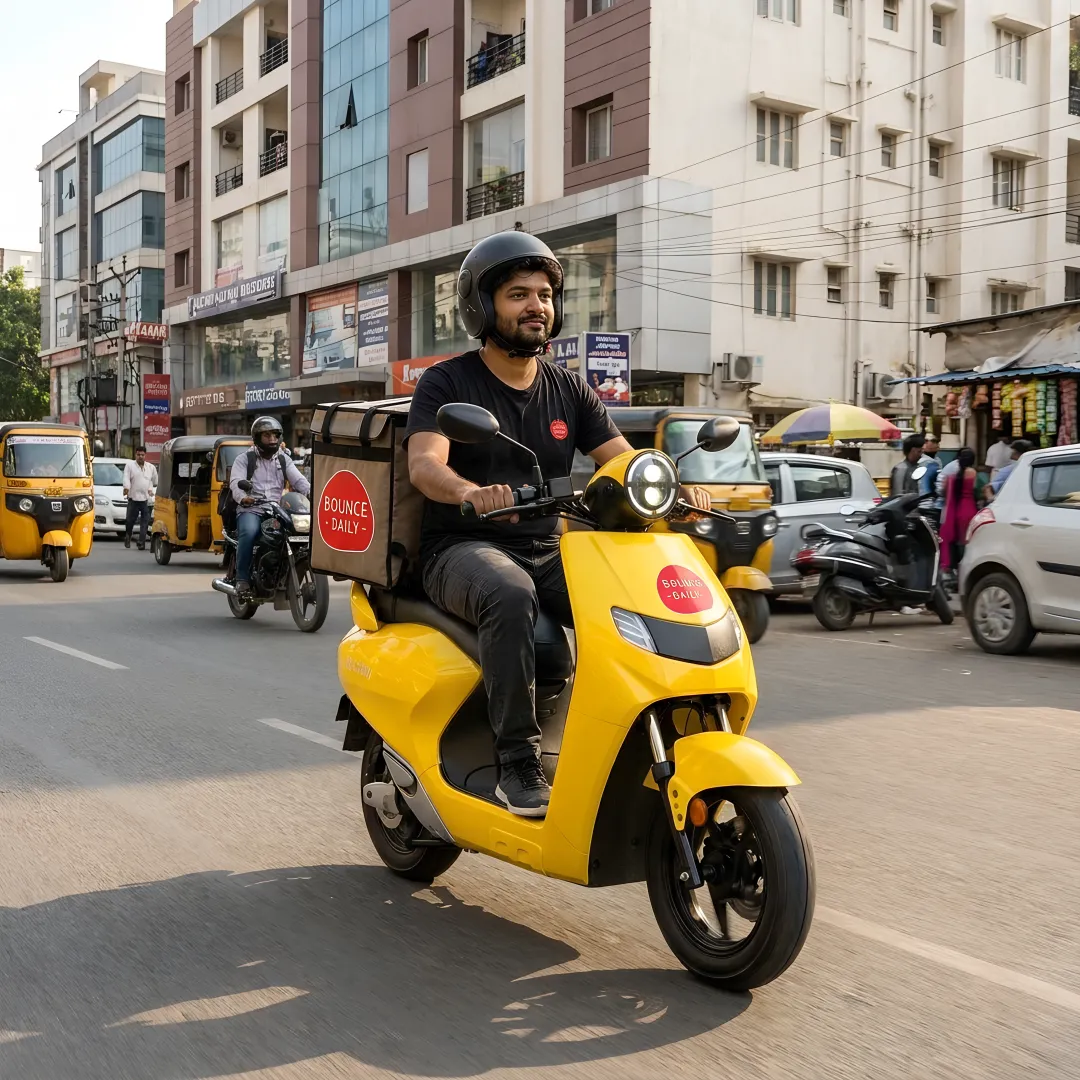 Rider using electric scooty for daily commute