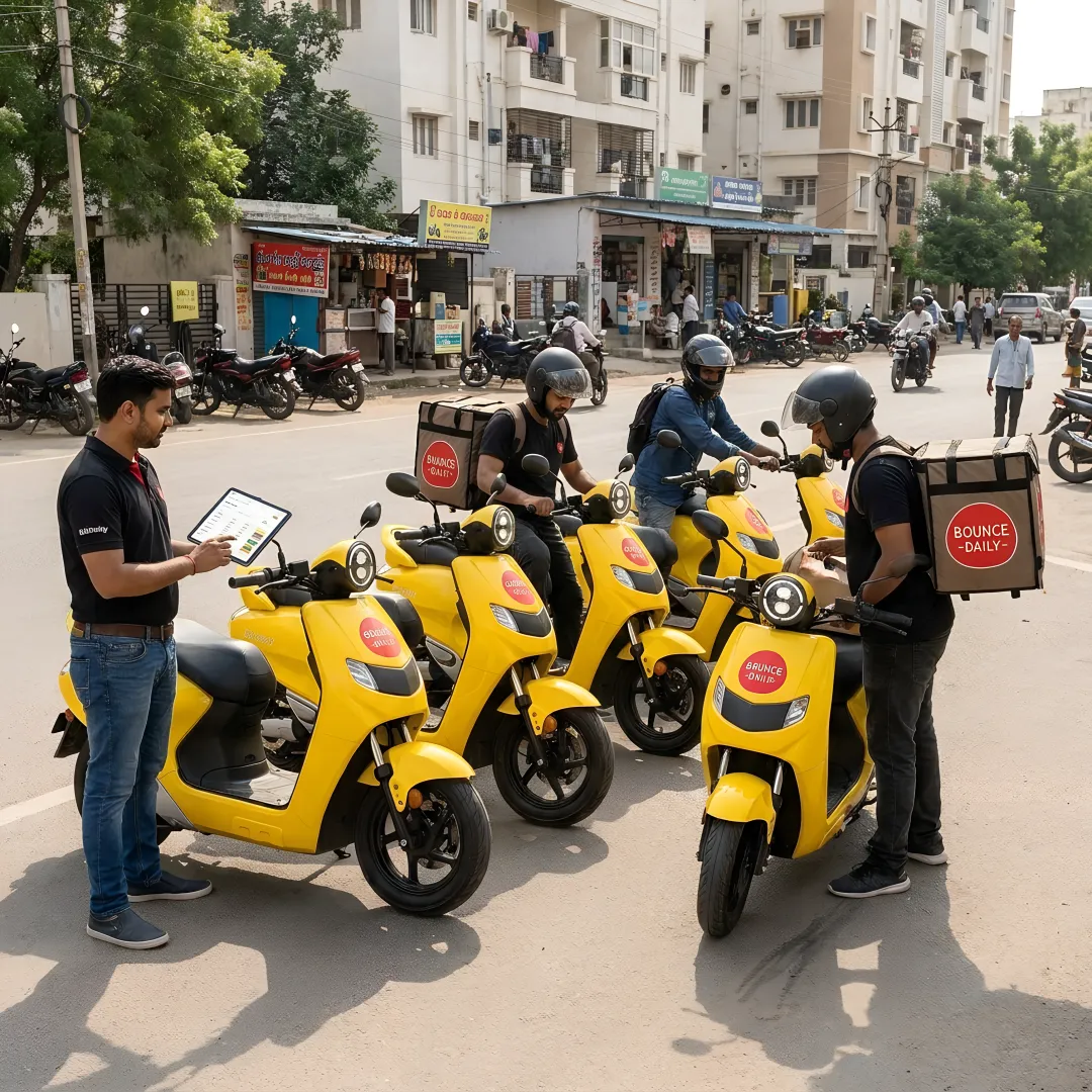 Bounce Daily EV franchise support and scooter fleet