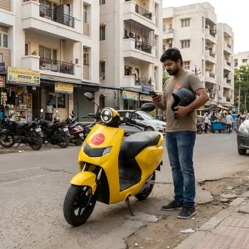 Rider using a low-speed electric scooter for daily travel