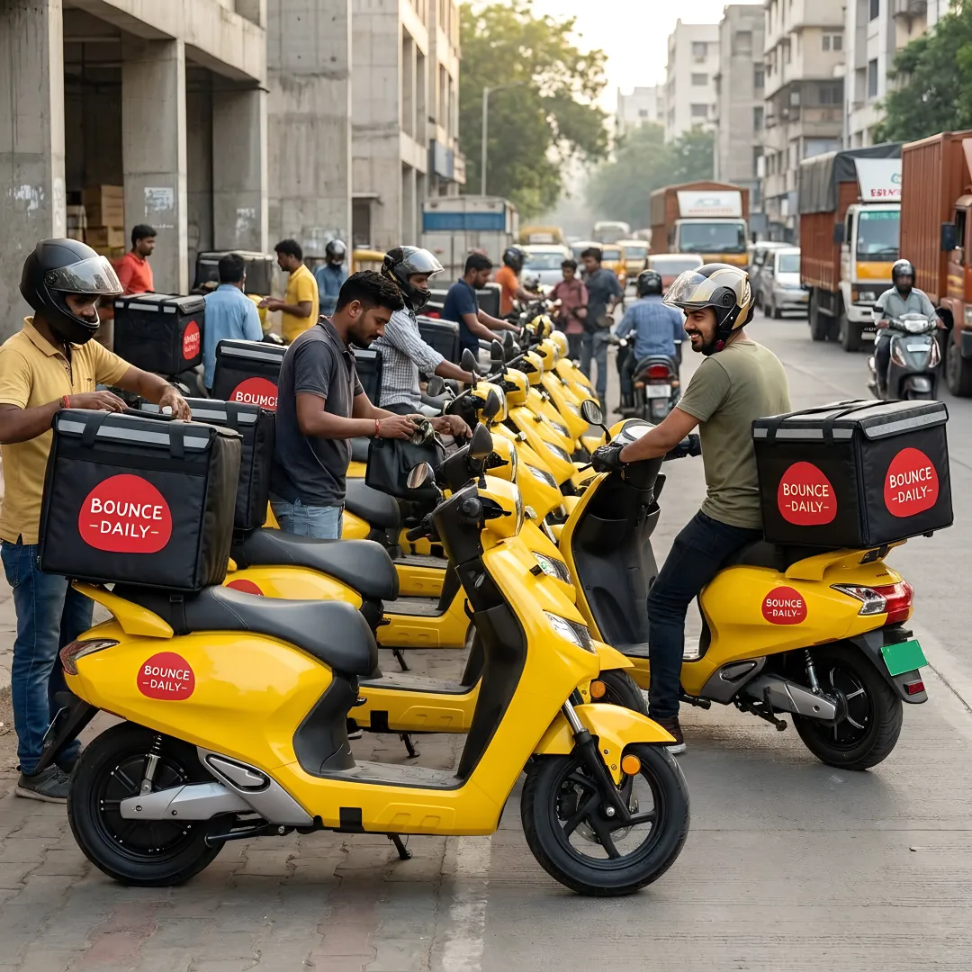 Bounce Daily electric scooters ready for monthly rental in India
