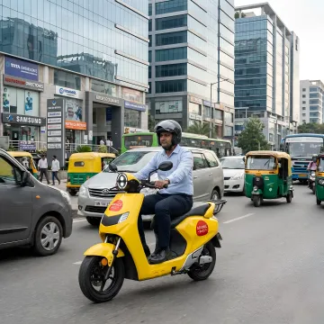 Rider completing EV scooter rental through mobile app