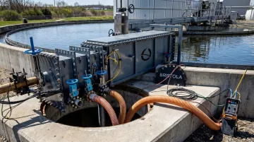 Bristola robotic ROV system performing zero-entry clarifier sludge removal operation