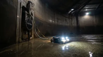 Bristola robotic zero-human-entry tank cleaning system deployed in large dairy storage tank