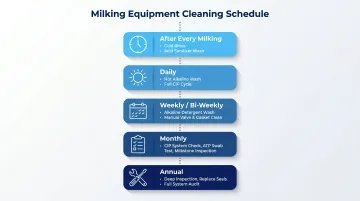Dairy tank cleaning schedule frequency timeline from daily cycles to annual service intervals