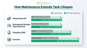 Tank material lifespan comparison chart maintained versus neglected storage tanks