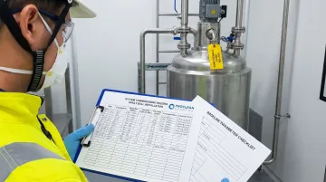 Spray ball system commissioning documentation record showing installation baseline data