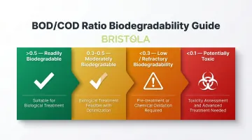 BOD COD ratio biodegradability scale from readily biodegradable to potentially toxic