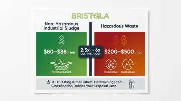 Industrial sludge disposal cost comparison non-hazardous versus hazardous waste per ton