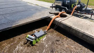 Bristola submersible ROV removing accumulated sludge from covered lagoon in operation