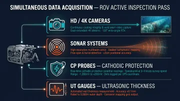 ROV active pipeline inspection multi-sensor data streams process infographic