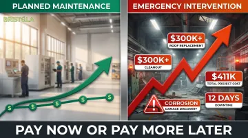 Deferred sludge maintenance cost escalation showing planned versus emergency intervention expenses