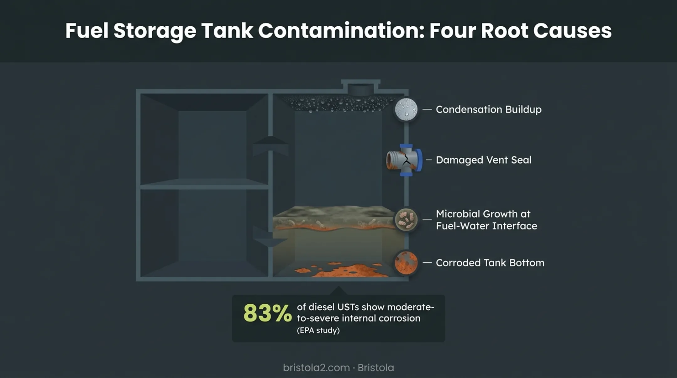 Root causes of fuel tank contamination and corrosion statistics