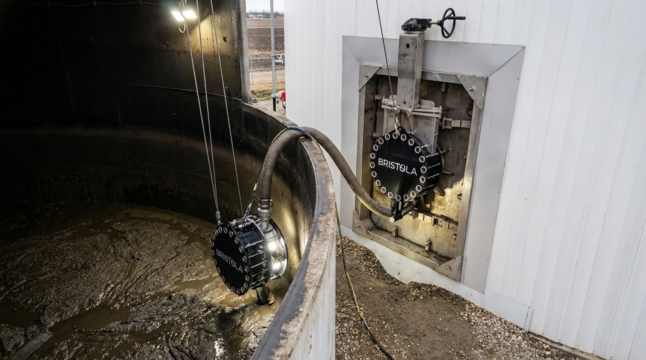 Robotic ROV cleaning system inside operational anaerobic digester tank