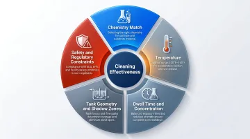 Sinner's Circle five variables determining chemical tank cleaning effectiveness diagram