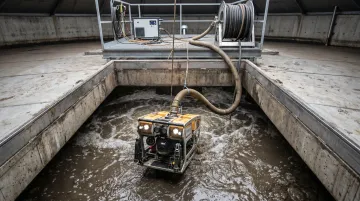 Bristola robotic ROV cleaning system deployed inside active brewery anaerobic digester