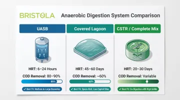 UASB covered lagoon and CSTR brewery digester technology comparison chart