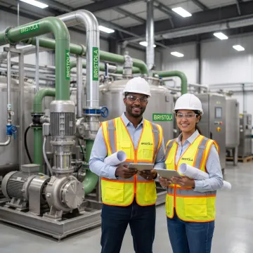 Technicians servicing an anaerobic digester system