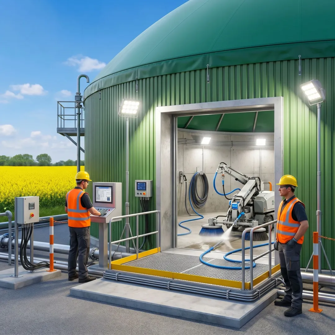 Wastewater facility maintenance equipment in operation