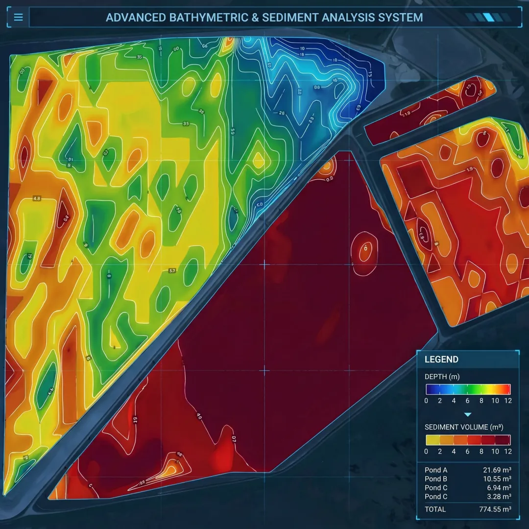 Bathymetric pond survey data visualization
