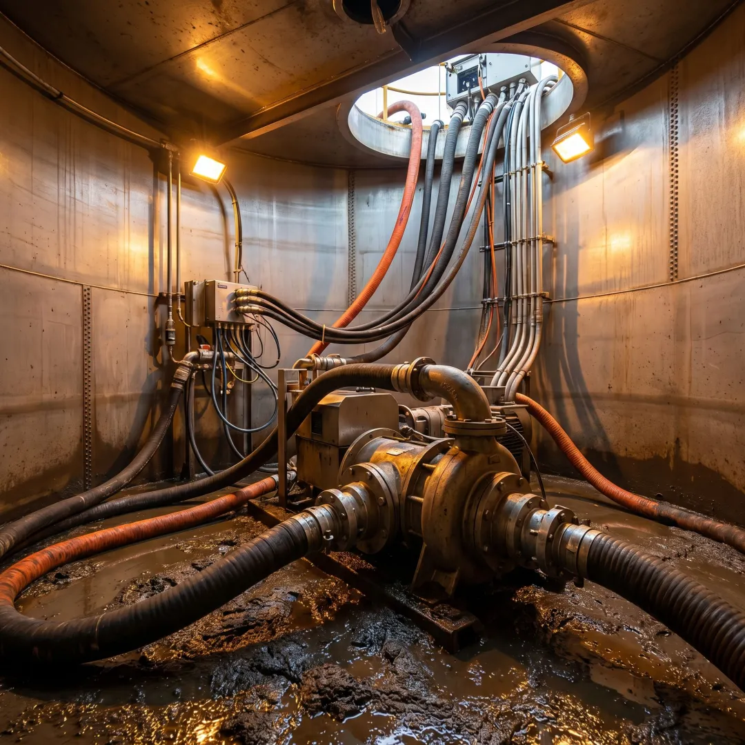 Robotic sludge removal system cleaning industrial tank