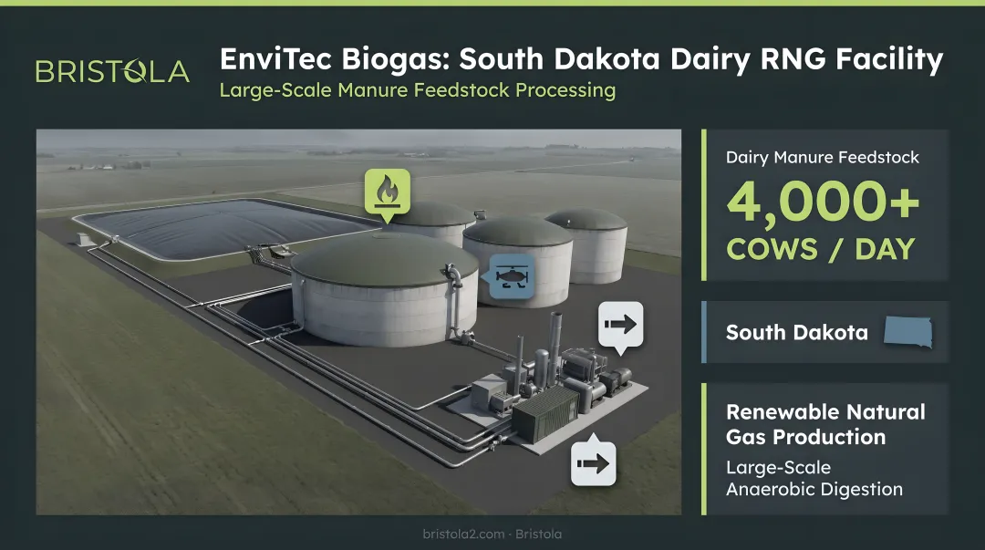 EnviTec Biogas dairy RNG facility processing large-scale manure feedstock in South Dakota