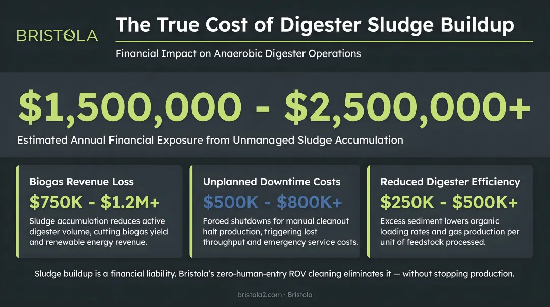 Industrial digester sludge buildup financial impact costs downtime and revenue loss breakdown