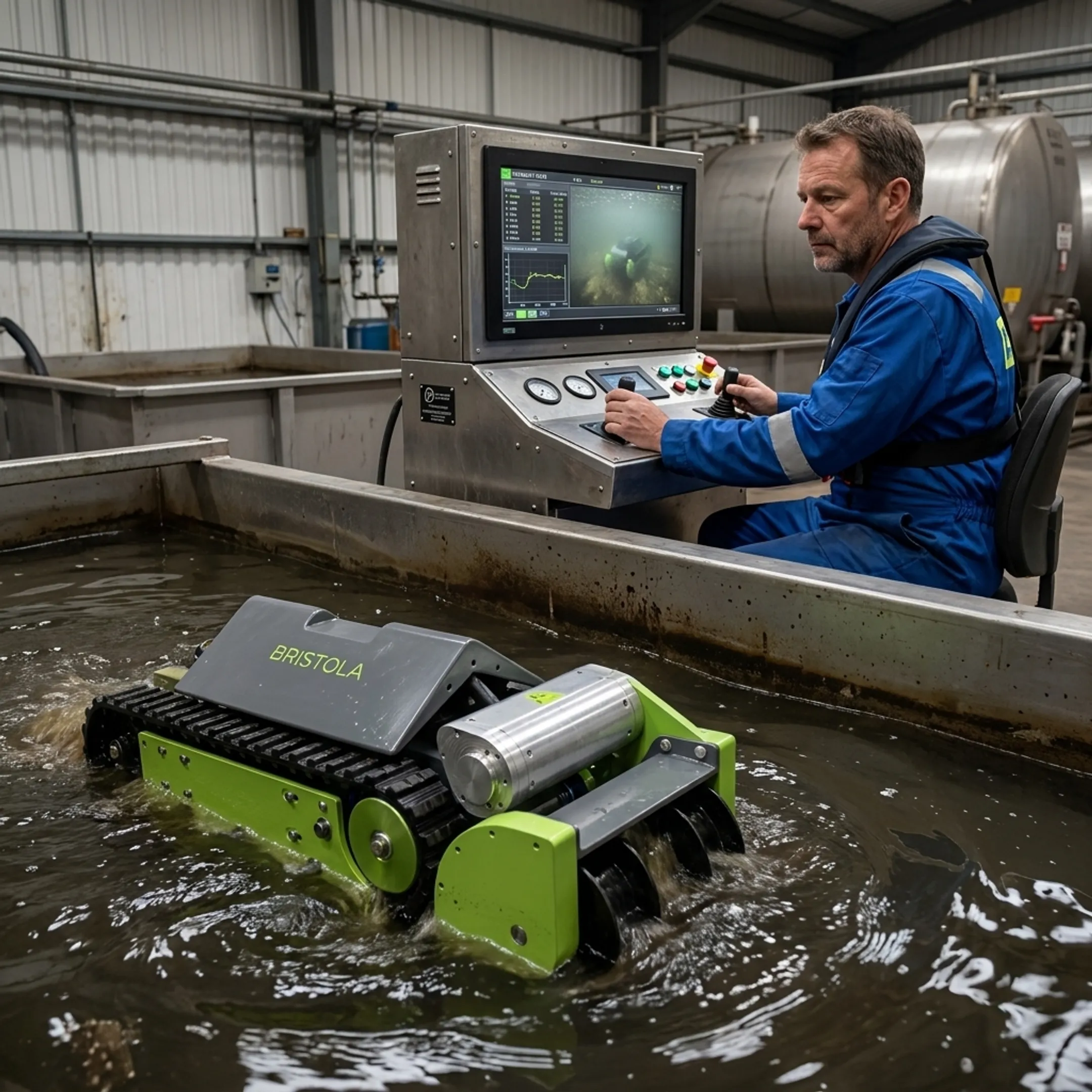 Operator monitoring robotic fuel tank cleaning